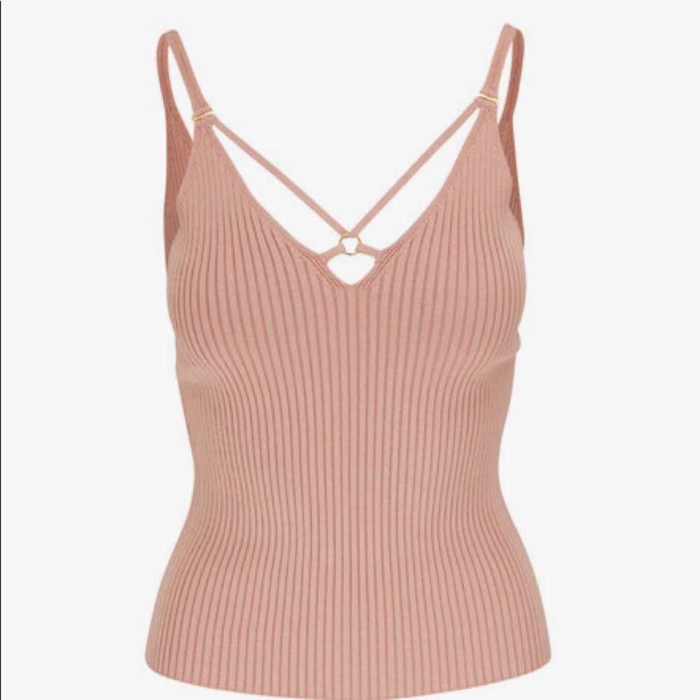 JONATHAN SIMKHAI Tatiana Ring Rib Knit Tank Top, XS.
